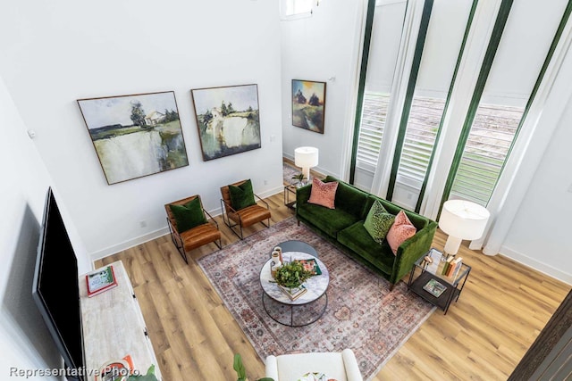 living room featuring light hardwood / wood-style floors