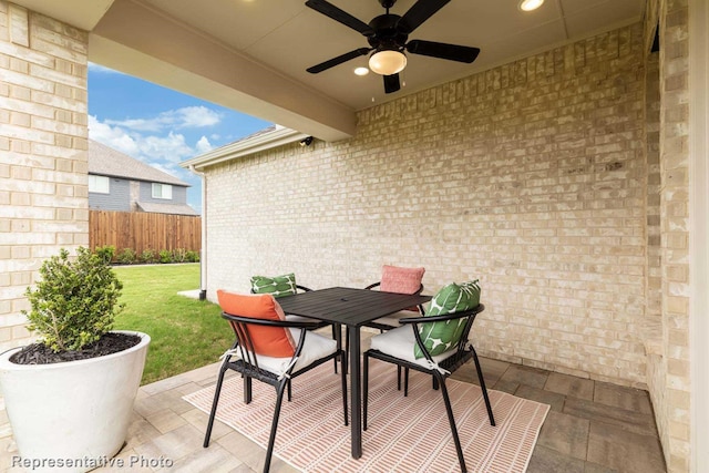 view of patio with ceiling fan