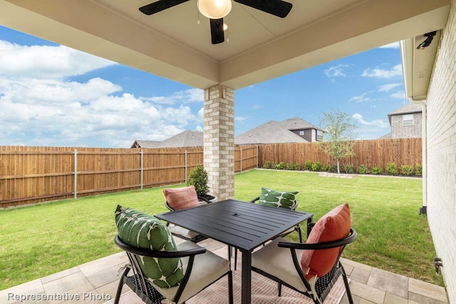 view of patio / terrace with ceiling fan