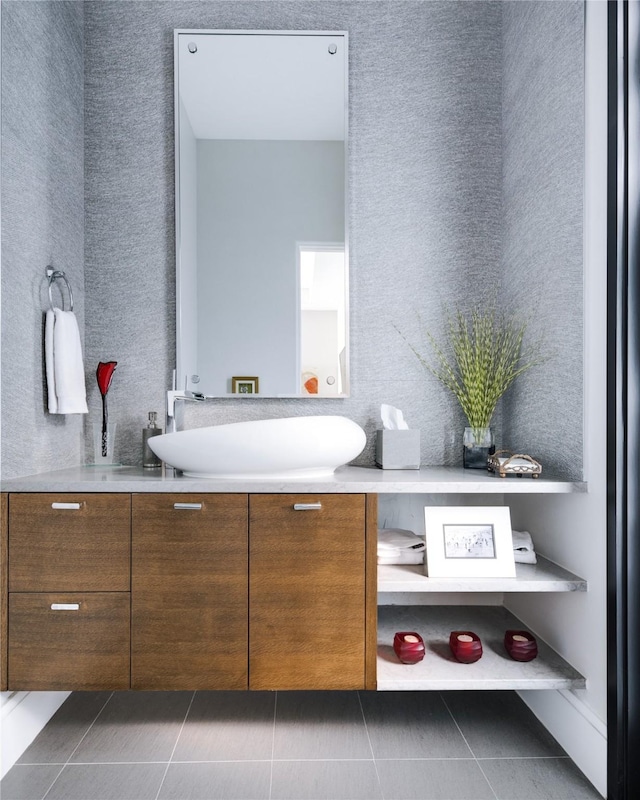 bathroom featuring vanity and tile patterned floors