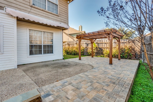 view of patio featuring a pergola