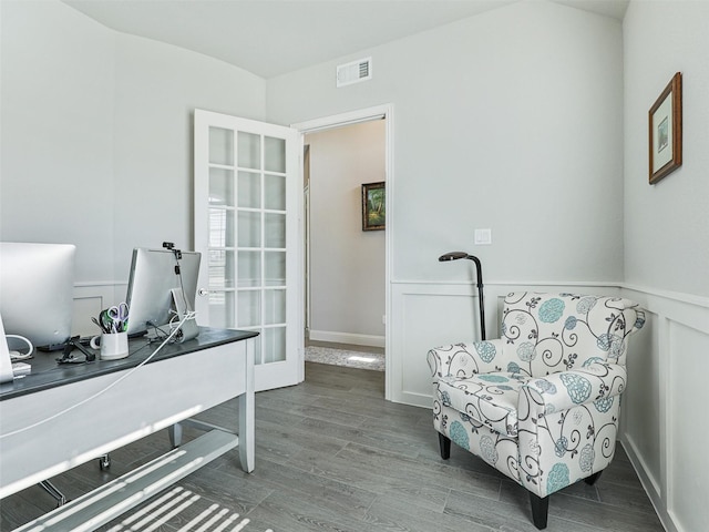 office area featuring hardwood / wood-style flooring