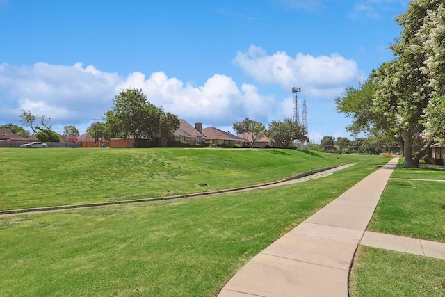 view of home's community with a yard