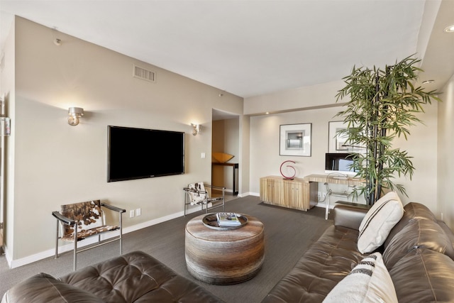 living room featuring carpet floors