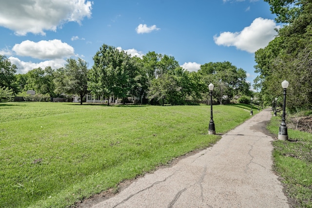 view of property's community with a yard