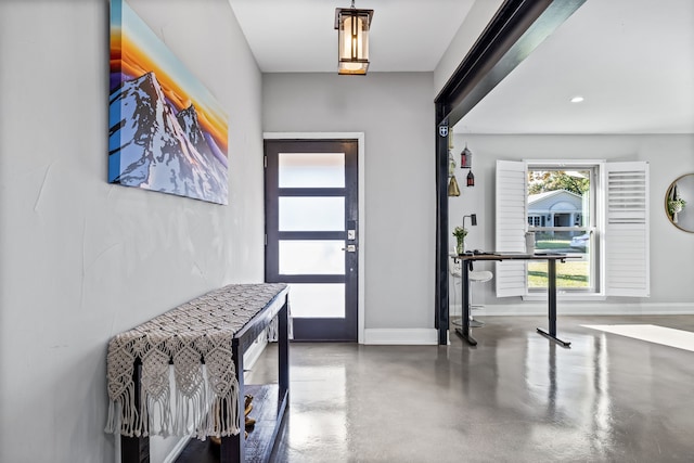 entryway with concrete flooring