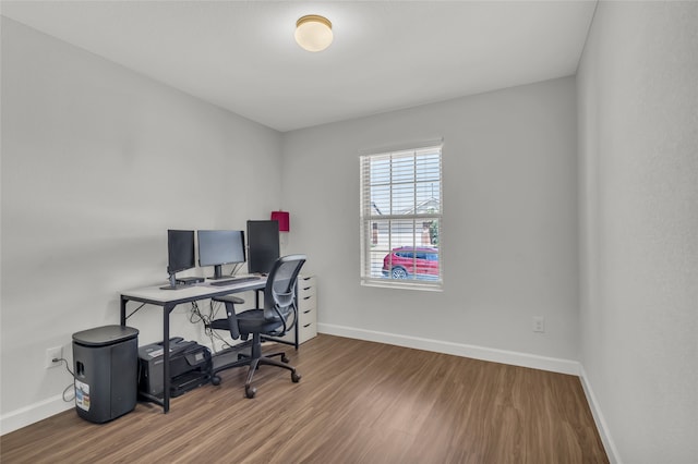 office featuring hardwood / wood-style floors