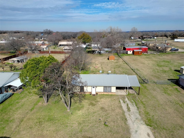 aerial view with a rural view