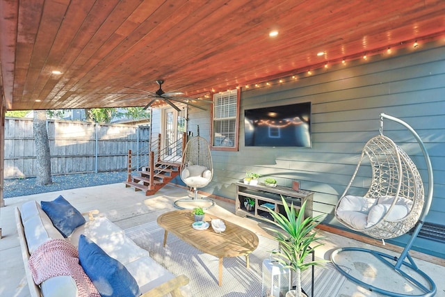 view of patio / terrace featuring ceiling fan