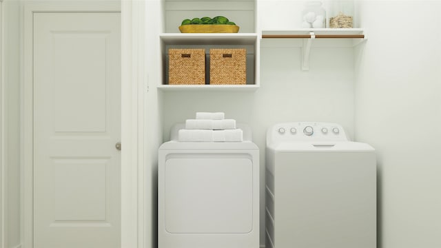 clothes washing area with independent washer and dryer