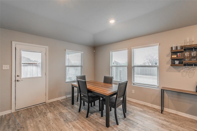 dining space featuring light hardwood / wood-style flooring