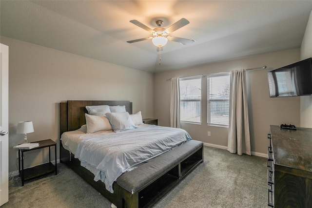 bedroom with carpet floors and ceiling fan