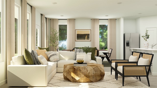 sitting room with light wood-type flooring