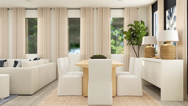 dining area with light wood-type flooring