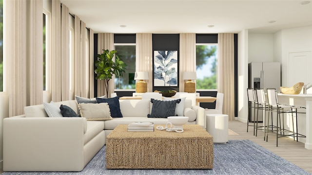 living room featuring light wood-type flooring