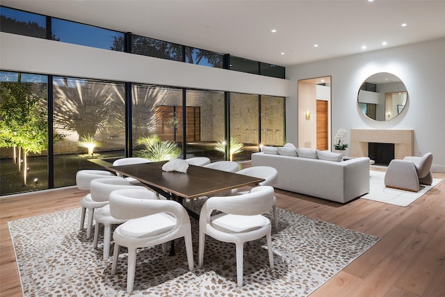 dining room with light wood-type flooring