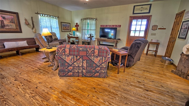 living room featuring light hardwood / wood-style floors