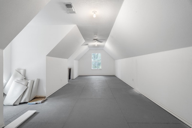 bonus room featuring ceiling fan and lofted ceiling