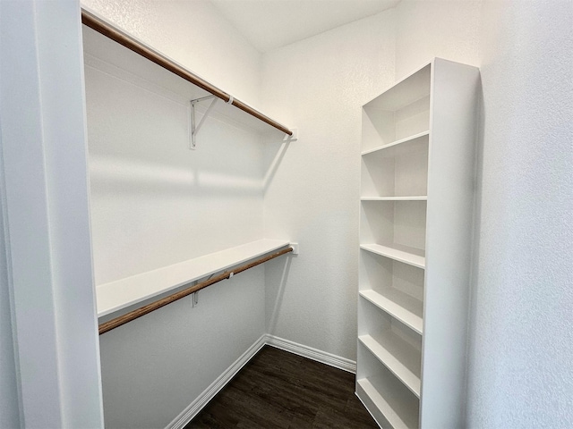 walk in closet featuring dark hardwood / wood-style floors