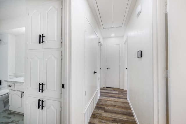 hall featuring dark hardwood / wood-style flooring