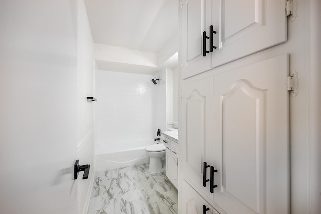 full bathroom featuring vanity, toilet, and shower / tub combination