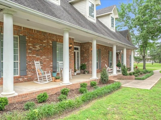 exterior space with covered porch