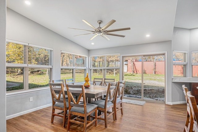 sunroom / solarium featuring ceiling fan and lofted ceiling