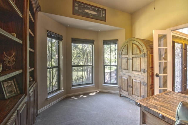 view of carpeted office space