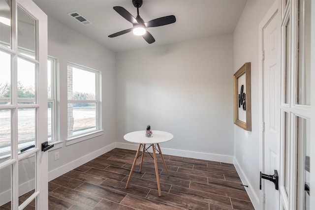 spare room with ceiling fan