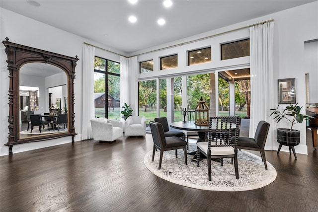 interior space with dark wood-type flooring