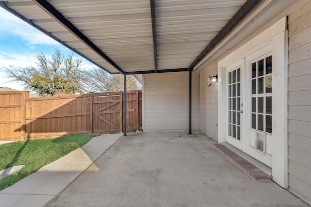 view of patio / terrace featuring french doors