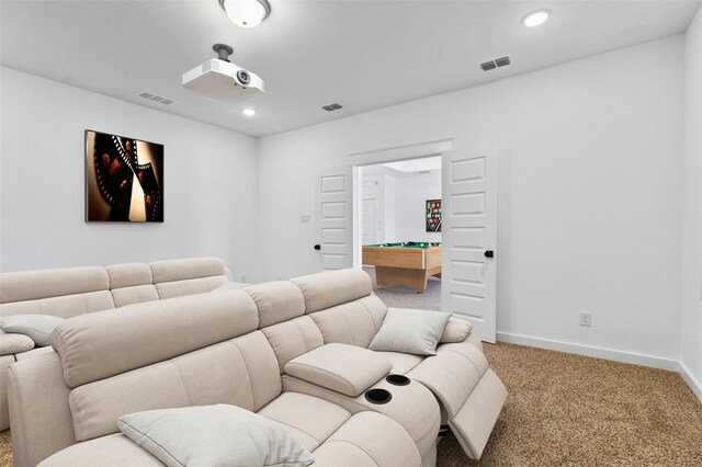 bedroom with dark colored carpet