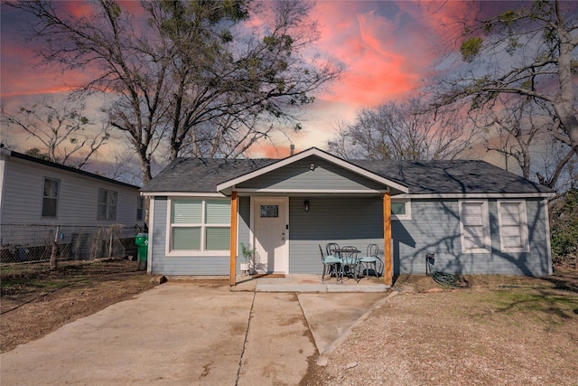 view of single story home