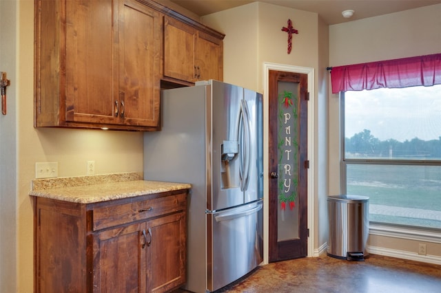 kitchen with stainless steel fridge