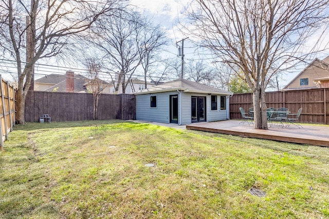 view of yard with a deck