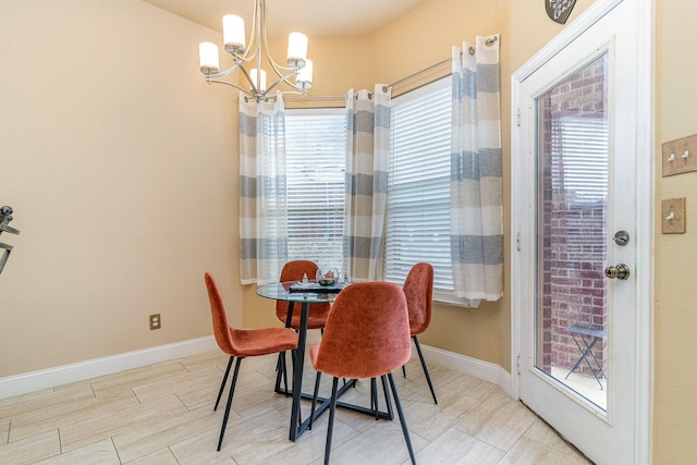 dining area with a chandelier