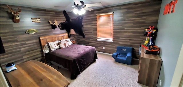 bedroom featuring carpet and ceiling fan