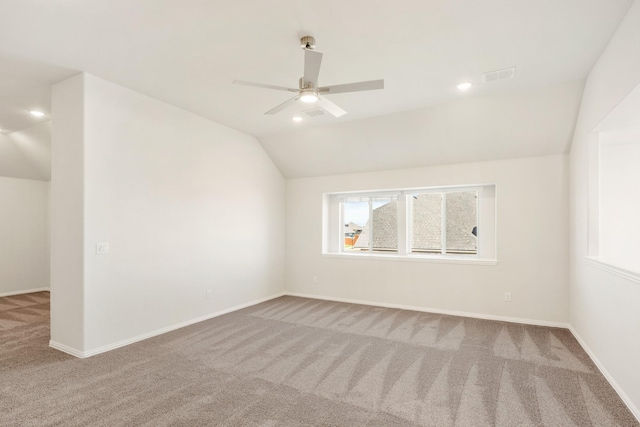 329 Sparkling Springs Dr, Waxahachie, TX 75165 - bonus room featuring carpet, a ceiling fan, lofted ceiling, baseboards, and recessed lighting