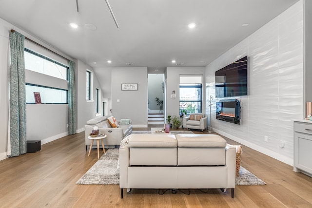 living room featuring light hardwood / wood-style flooring