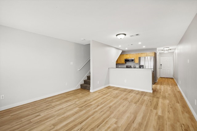 unfurnished living room featuring light hardwood / wood-style floors