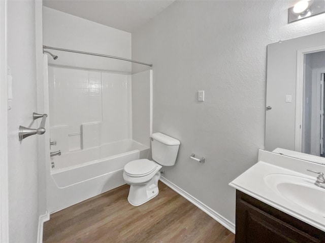 full bathroom with wood-type flooring, vanity, toilet, and shower / bathtub combination