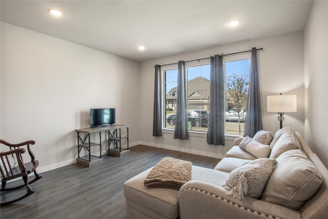 living room featuring dark hardwood / wood-style floors