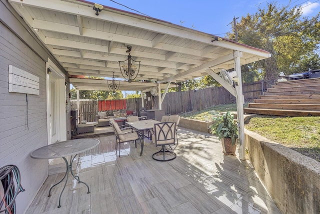 wooden deck with outdoor lounge area