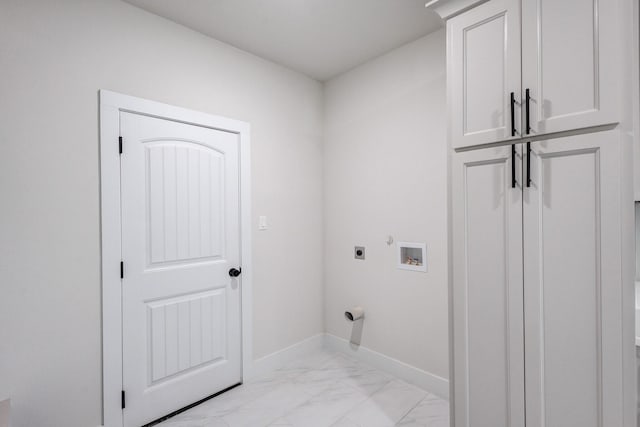 laundry room with hookup for an electric dryer, cabinets, and hookup for a washing machine