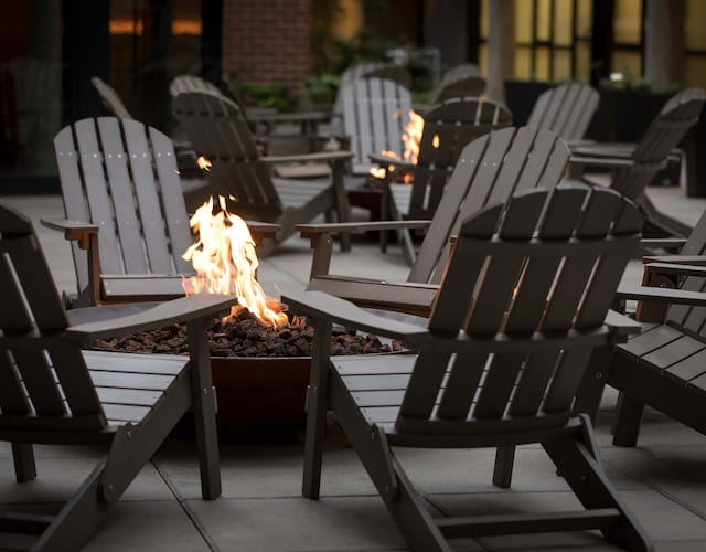 view of patio with an outdoor fire pit