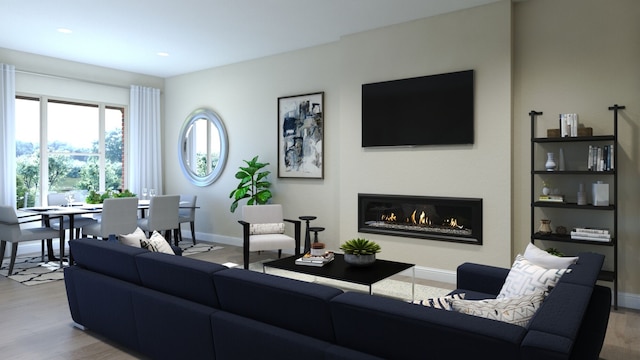 living room featuring light hardwood / wood-style floors