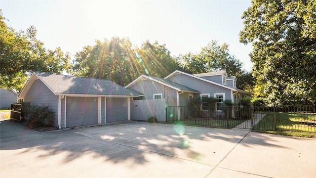 view of front of house with a garage