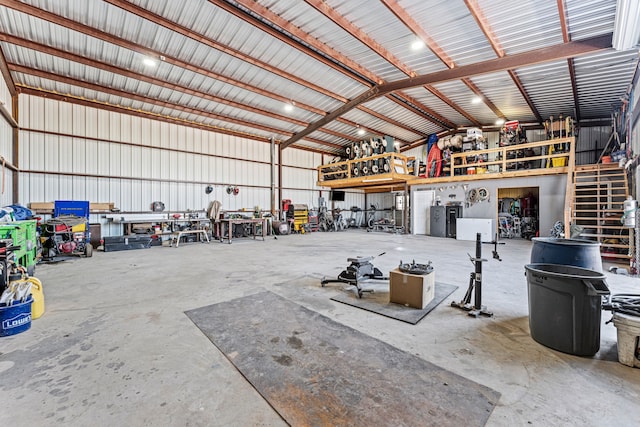 garage featuring a workshop area