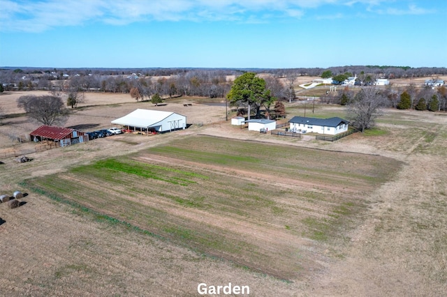 drone / aerial view featuring a rural view