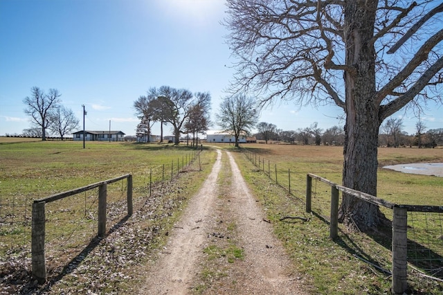 view of road with a rural view